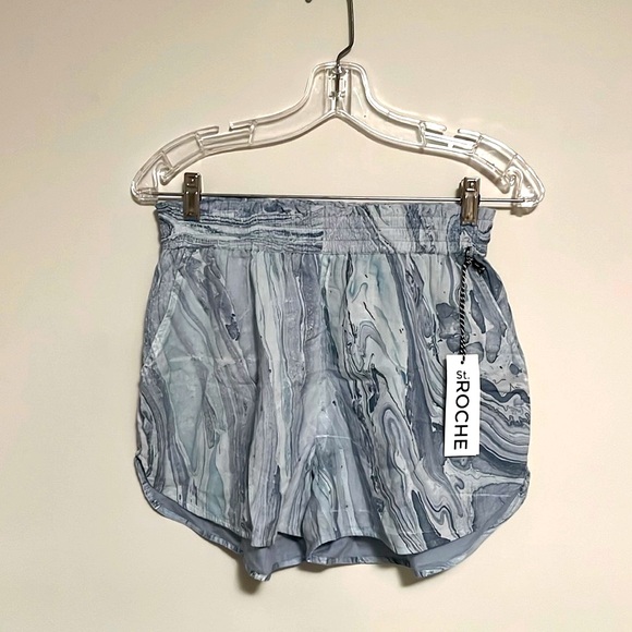 St.Roche Modern Blue White Marble Design Shorts-XS-NWT